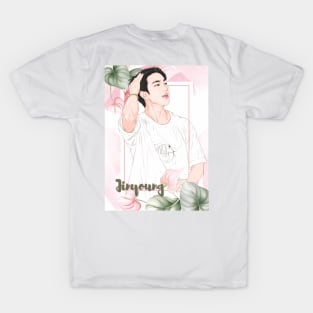 Fanart of Jinyoung in Concert with  The pink-hued Foliage Frame T-Shirt